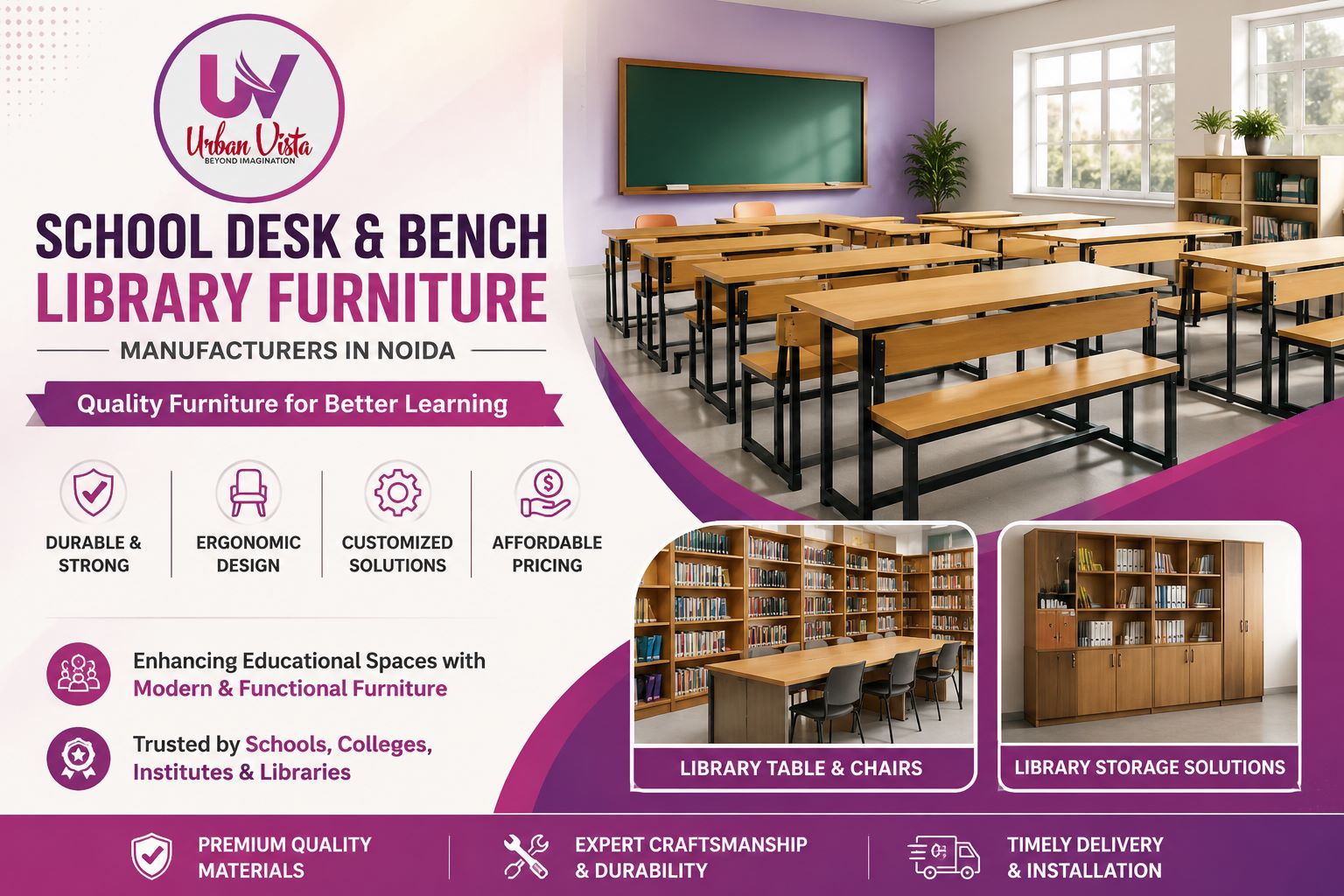 School Desk & Library Furniture Manufacturers in Noida